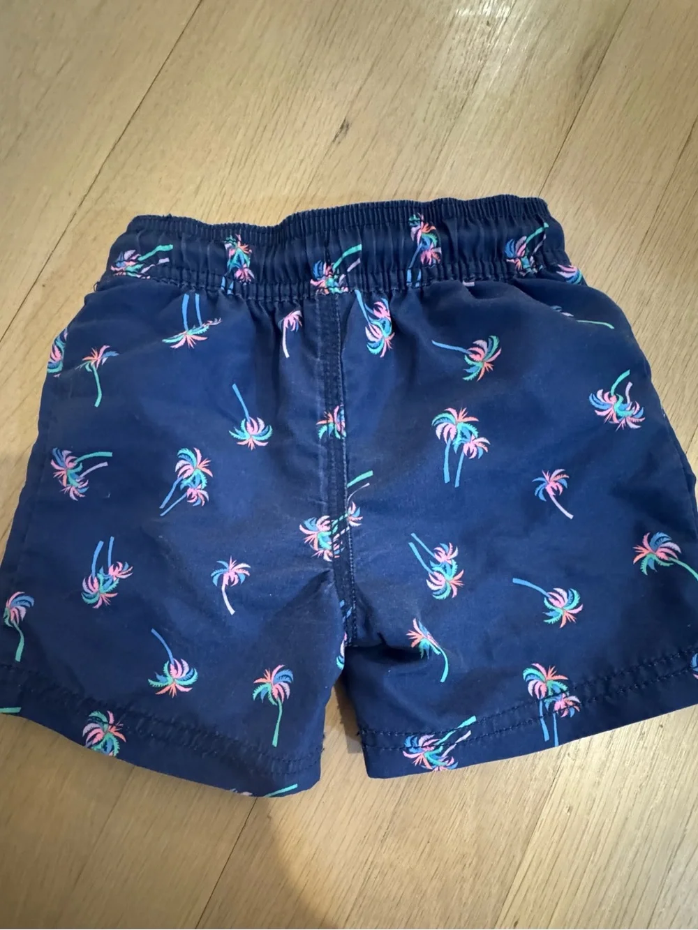 OshKosh B'gosh Navy Swim Shorts with Pink & Teal Palm Print